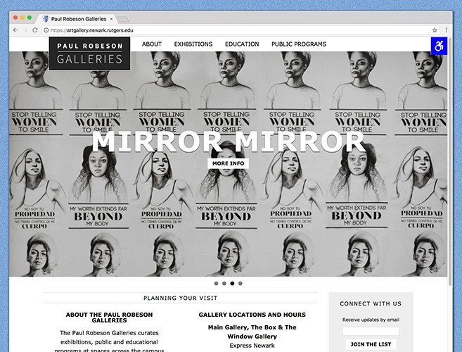 Paul Robeson Galleries Website Homepage, Rutgers–Newark